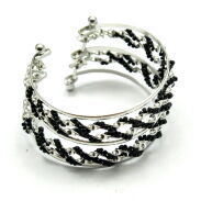 BRANSOLETKA METALOWA Z CZARNYMI KORALIKAMI                                                                     (7B352B-1) - 2