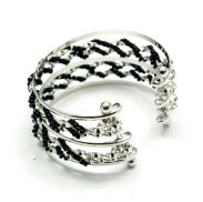 BRANSOLETKA METALOWA Z CZARNYMI KORALIKAMI                                                                     (7B352B-1) - 3