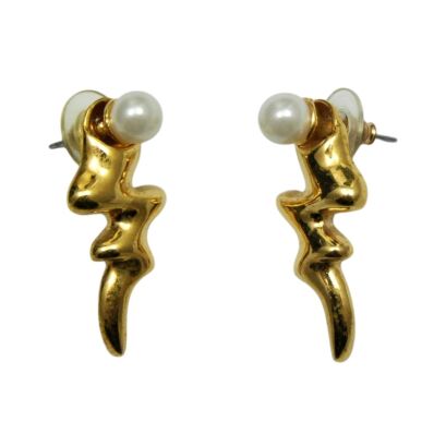 KOLCZYKI METALOWE WISZĄCE Z PEREŁKĄ                                                                             (8652-3 SA)