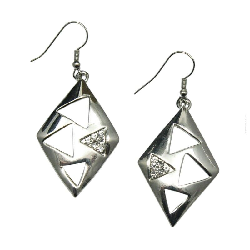 KOLCZYKI WISZĄCE METALOWE Z CYRKONIAMI                                                              (0611-636 SA)