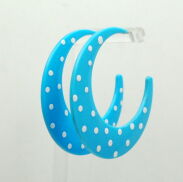 KOLCZYKI KOŁA NIEBIESKIE W BIAŁE KROPKI                                                                                (0608-559) - 2