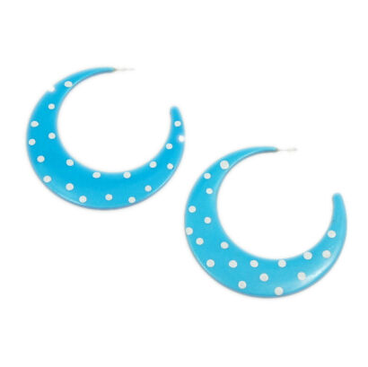 KOLCZYKI KOŁA NIEBIESKIE W BIAŁE KROPKI                                                                                (0608-559)