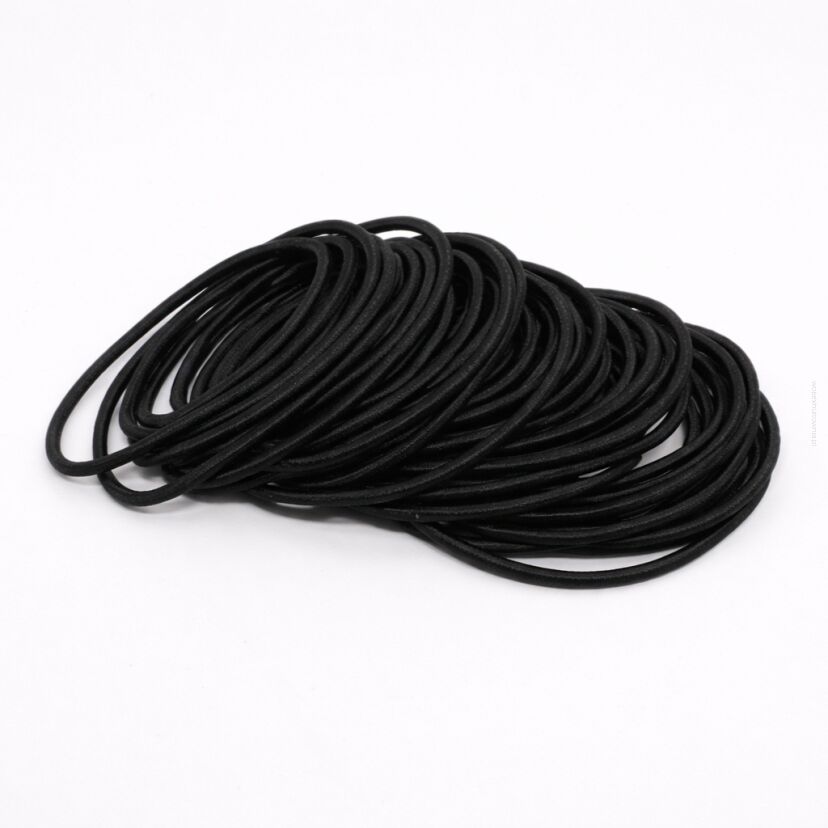 GUMKI DO WŁOSÓW CIENKIE CZARNE BEZ BLASZKI 50 SZTUK (R3/B/50)