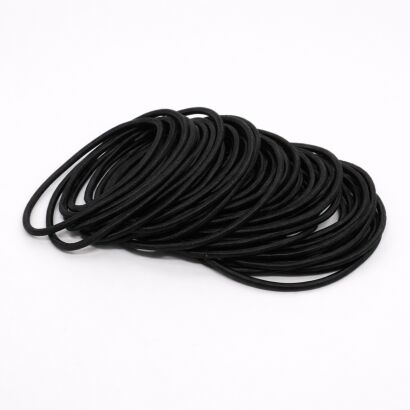 GUMKI DO WŁOSÓW CIENKIE CZARNE BEZ BLASZKI 50 SZTUK (R3/B/50)