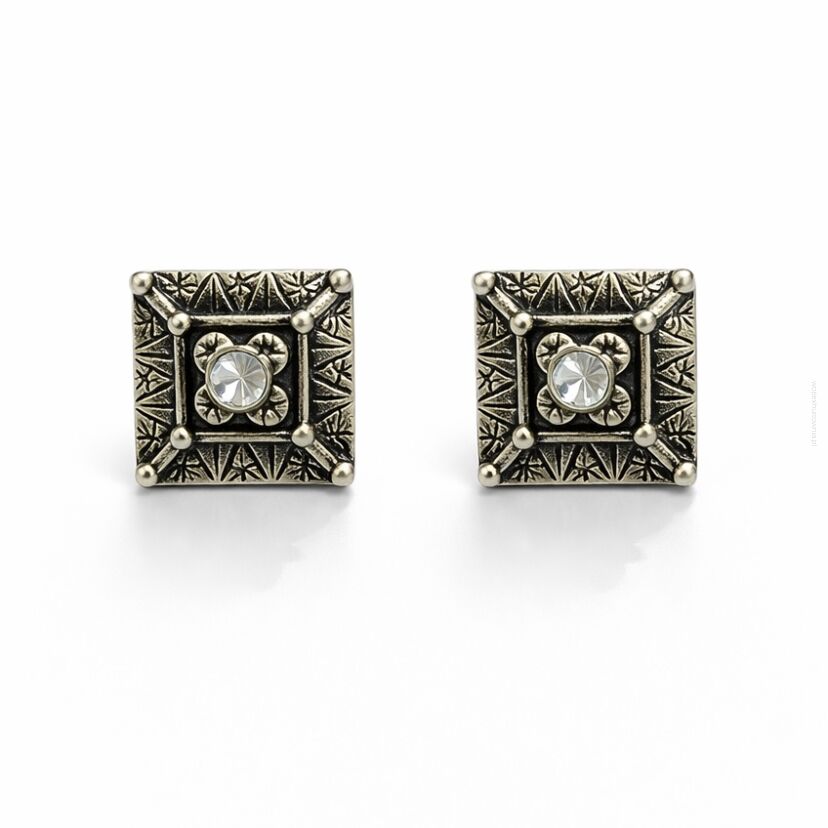 KOLCZYKI NA PALETCE (12 PAR) KWADRATOWE Z DŻETEM 0604-03