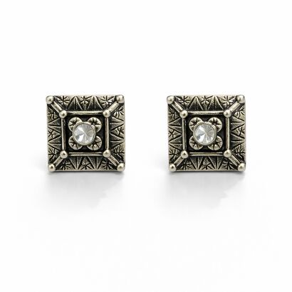 KOLCZYKI NA PALETCE (12 PAR) KWADRATOWE Z DŻETEM 0604-03