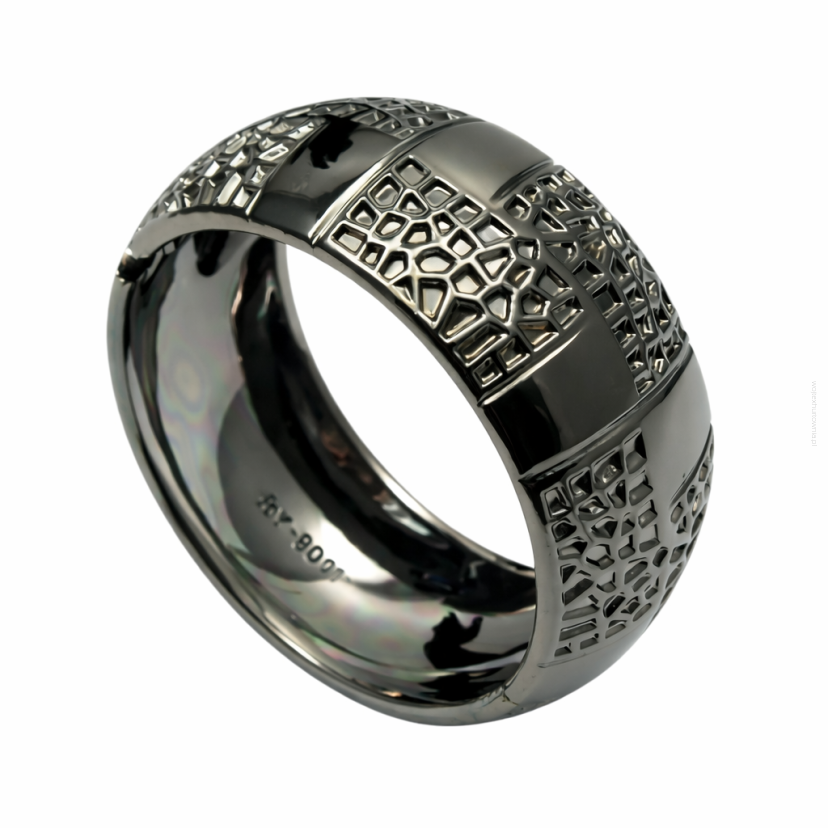 BRANSOLETKA SZEROKA SZTYWNA ROZPINANA OZDOBNA (0611-5886 SA)