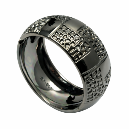 BRANSOLETKA SZEROKA SZTYWNA ROZPINANA OZDOBNA (0611-5886 SA)