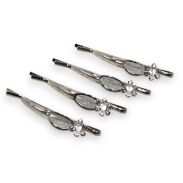 WSUWKI DO WŁOSÓW OZDOBNE SREBRNE KOMPLET 4 SZTUKI     (5992-5 SA) - 2