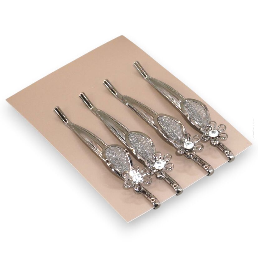 WSUWKI DO WŁOSÓW OZDOBNE SREBRNE KOMPLET 4 SZTUKI     (5992-5 SA)