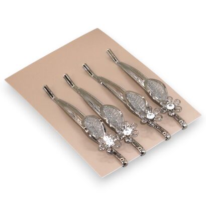 WSUWKI DO WŁOSÓW OZDOBNE SREBRNE KOMPLET 4 SZTUKI     (5992-5 SA)