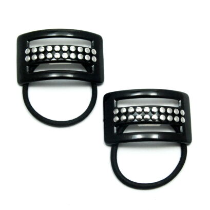 GUMKI DO WŁOSÓW Z CZARNĄ- PROSTOKĄTNĄ OZDOBĄ 2 SZTUKI                                  (0314-21 SAH)