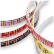 OPASKI  DO WŁOSÓW KOLOROWE W KRATKĘ 12 SZTUK MIX KOLOR (0193-18 SA) - 3