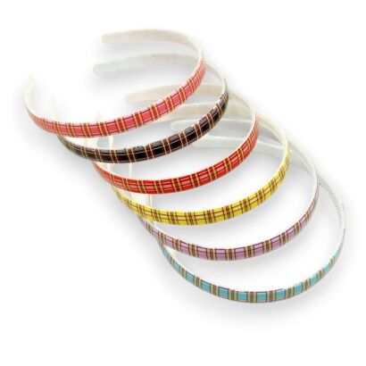 OPASKI  DO WŁOSÓW KOLOROWE W KRATKĘ 12 SZTUK MIX KOLOR (0193-18 SA)