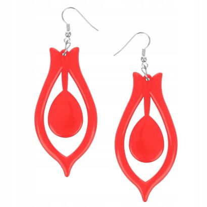KOLCZYKI PLASTIKOWE WISZĄCE CZERWONE                                            (0605-1008-1 SAH)