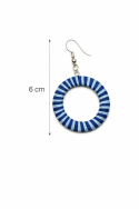 KOLCZYKI KÓŁKA OBSZYTE NITKĄ NIEBIESKO - CZARNE ETNO  0665-30 - 3