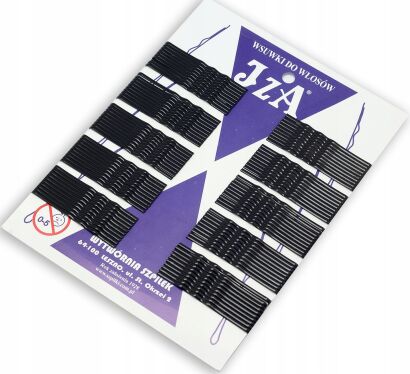 WSUWKI DO WŁOSÓW CZARNE KARBOWANE BEZ KULKI 6 CM 100 SZTUK                      (206/100)