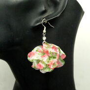 KOLCZYKI Z MATERIAŁU WISZĄCE KOLOROWE  KWIATY                                                                        (0611-92 SAH) - 2