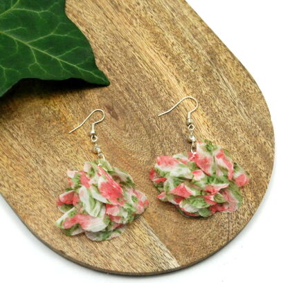 KOLCZYKI Z MATERIAŁU WISZĄCE KOLOROWE  KWIATY                                                                        (0611-92 SAH)