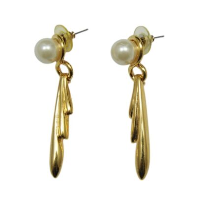 KOLCZYKI WISZĄCE Z W ZŁOTYM KOLORZE Z PEREŁKĄ                                                                              (8652-1 SA)