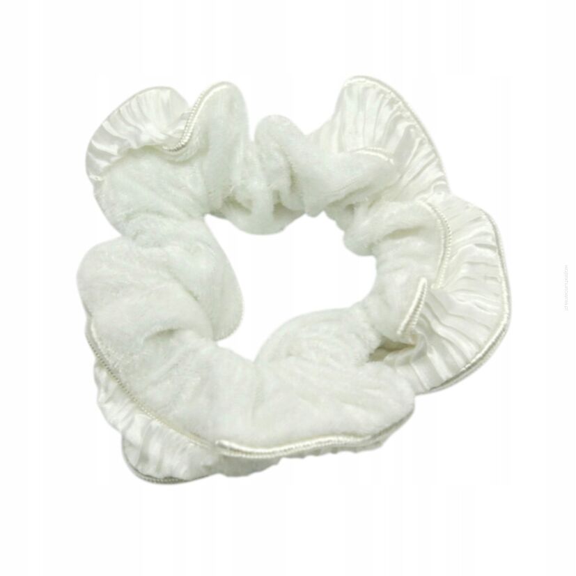 GUMKA DO WŁOSÓW Z FALBANKĄ / SCRUNCHIES  BIAŁA                        (2314-1 SAMF)