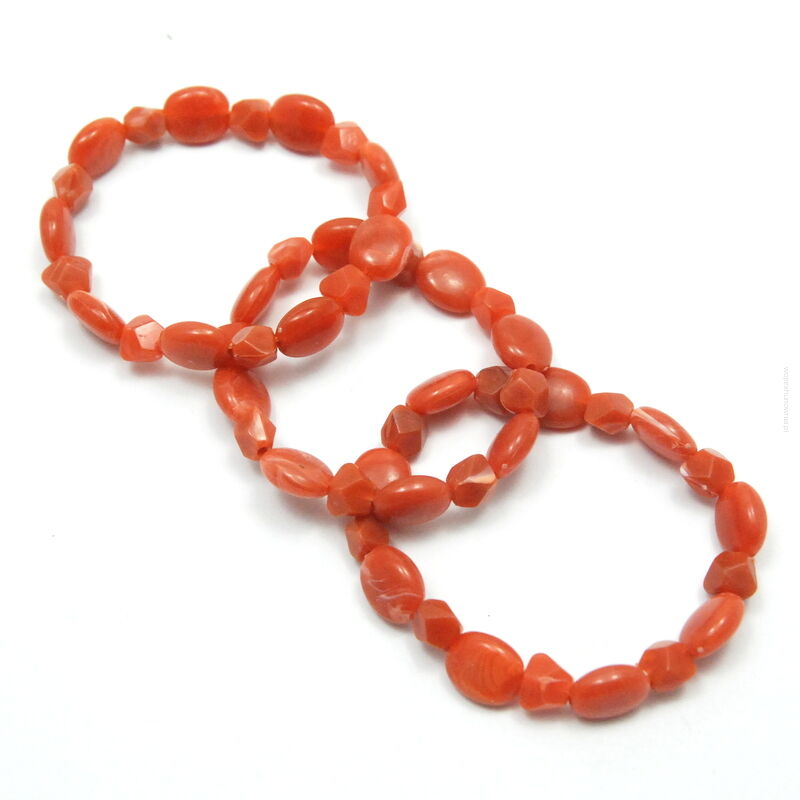 BRANSOLETKI BRĄZOWE Z KORALIKAMI NA GUMCE 12 SZTUK                                                            (8960 SAM)