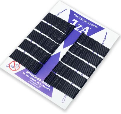 WSUWKI DO WŁOSÓW IZA KARBOWANE CZARNE MAT 6 CM 2 KULKI 100 SZTUK                            (306/100 MAT)