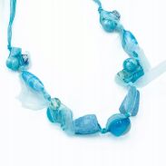 NASZYJNIK / KORALE NIEBIESKI NA SZNURECZKACH                                                         0612-1072 - 2