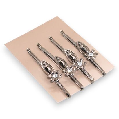 WSUWKI DO WŁOSÓW OZDOBNE SREBRNE KOMPLET 4 SZTUKI     (5992-6 SA)