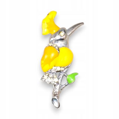 BROSZKA OZDOBNA Z MOTYWEM PTAKA ŻÓŁTA                           (6106-7SA)