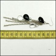 KOLCZYKI WISZĄCE W KOLORZE SREBRNYM MODERN KRYSZTAŁKI CZARNE I BIAŁE 0615-21 - 3