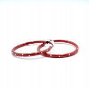 KOLCZYKI KÓŁKA CZERWONE W BIAŁE KROPKI                                          (0665-1019 SA) - 3