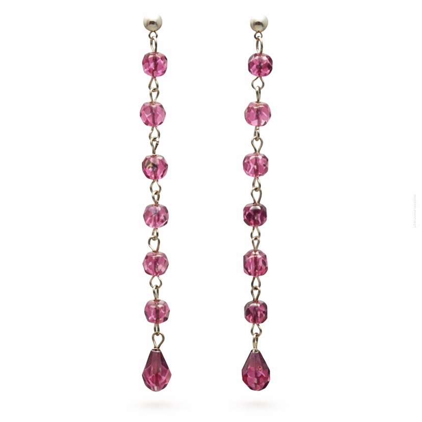 KOLCZYKI WISZĄCE FIOLETOWE KRYSZTAŁKI 0615-138