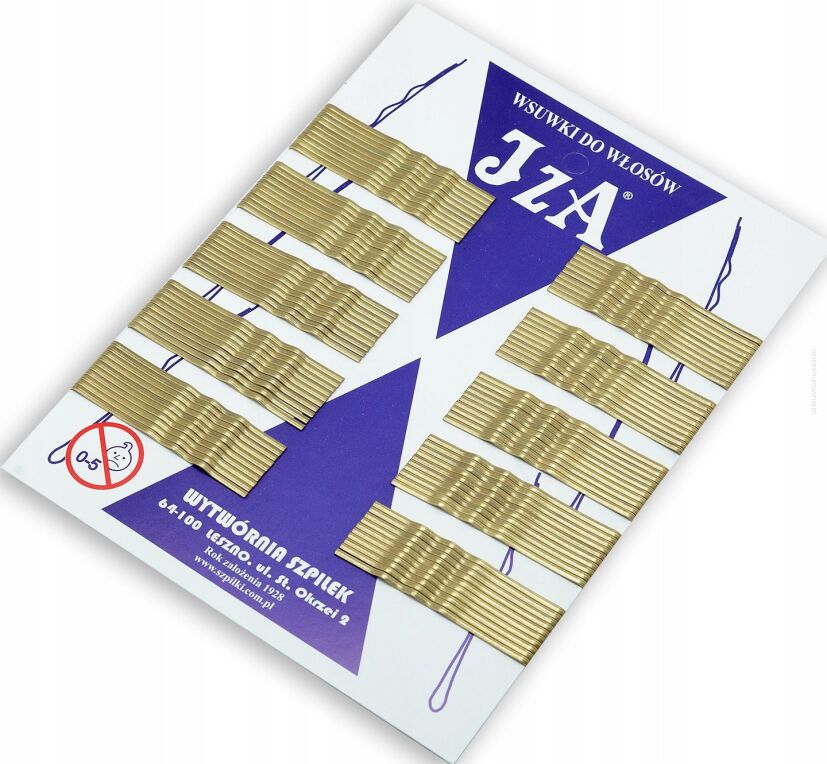 IZA WSUWKI DO WŁOSÓW KARBOWANE ZŁOTE 6CM 100 SZTUK (226/100)