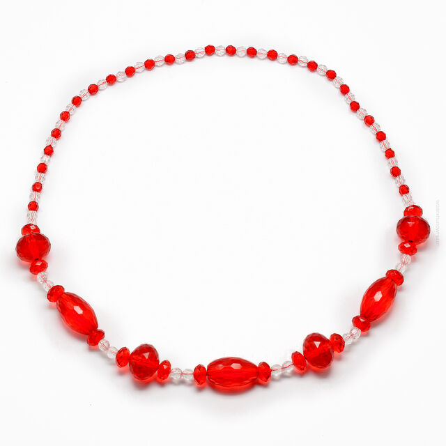 KORALE CZERWONE TRANSPARENTNE BIAŁO- CZERWONE MODERN FOLK 0665-69