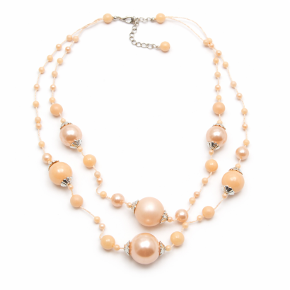 NASZYJNIK / WISIOREK Z BRZOSKWINIOWYMI KORALIKAMI (N-0701/2/2R A-2 SAM B)