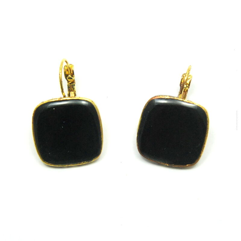 KOLCZYKI WISZĄCE EMALIOWANE CZARNE                                                       (1641 SAM)