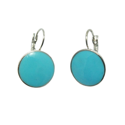 KOLCZYKI WISZĄCE EMALIOWANE NIEBIESKIE OKRĄGŁE  (9354-3 SAM)