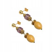 KOLCZYKI WISZĄCE MARKI CANTO – ZŁOTY BLASK I FIOLETOWY AKCENT                 (7533-17 SA) - 2