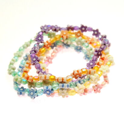 BRANSOLETKI DZIECIĘCE KOLOROWE NA GUMCE 12 SZTUK                                                            0657-500 AS)