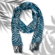 SZAL DAMSKI NIEBIESKI Z FRĘDZELKAMI                                              SZAL-23 - 5