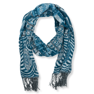 WOMEN'S BLUE SCARF WITH FRINGES                                             SZAL-23