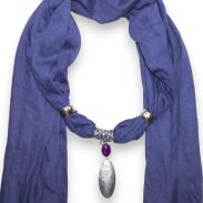 SZAL DAMSKI GRANATOWY Z WISZĄCYMI ELEMENTAMI                                               (SZAL-37 SAU) - 2