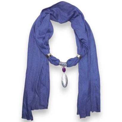 SZAL DAMSKI GRANATOWY Z WISZĄCYMI ELEMENTAMI                                               (SZAL-37 SAU)