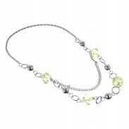 KORALE/NASZYJNIK DWURZĘDOWY NA ŁAŃCUSZKU ZIELONE KORALE 0676-1009 - 2