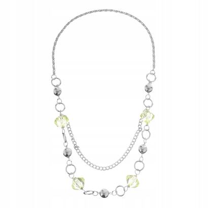 KORALE/NASZYJNIK DWURZĘDOWY NA ŁAŃCUSZKU ZIELONE KORALE 0676-1009