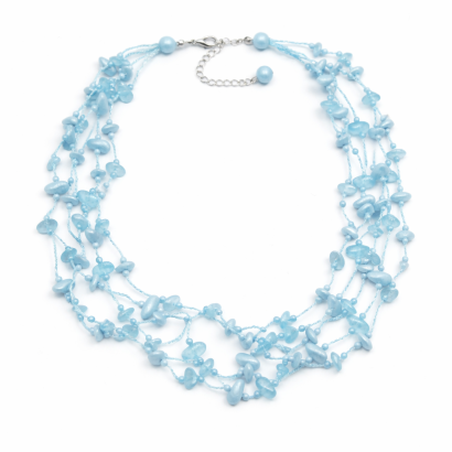 NASZYJNIK / WISIOREK Z NIEBIESKIMI KORALIKAMI (N-0604/2/5R B-3 SAM B)