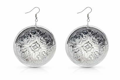 KOLCZYKI OKRĄGŁE WISZĄCE "BLASZKI" SREBRNE 0615-167