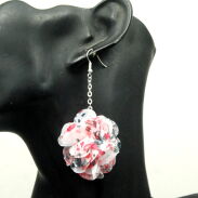 KOLCZYKI Z MATERIAŁU WISZĄCE, KOLOROWE KWIATY                                                                        (0611-83 SAH) - 2