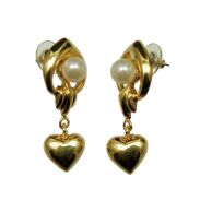 KOLCZYKI METALOWE Z PEREŁKĄ I WISZĄCYMI SERDUSZKAMI                                                                           (8652-4 SA) - 3